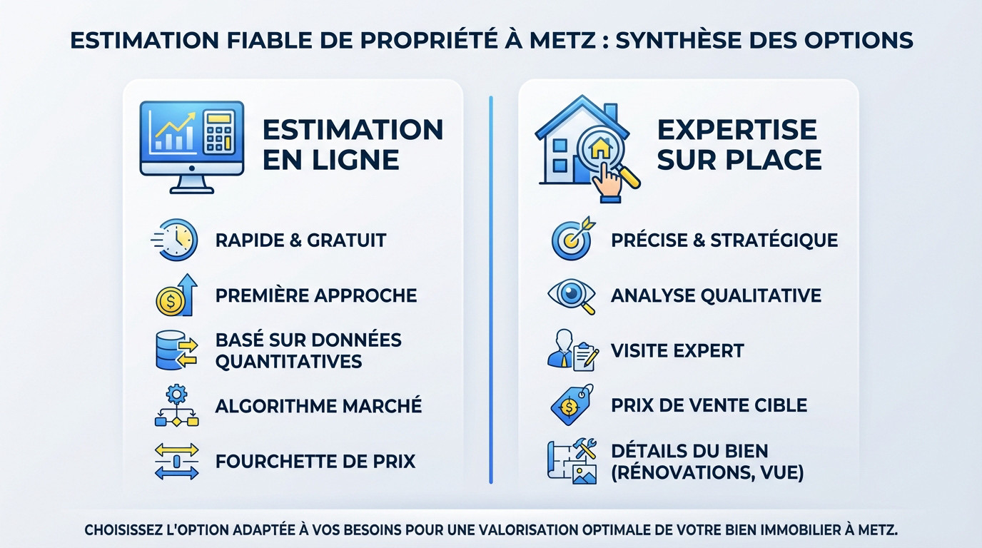 Comparaison entre estimation immobilière en ligne et expertise sur place à Metz