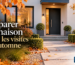 Illustration d’une maison en automne pour préparer maison visite immobilière avec un extérieur soigné, une entrée accueillante et le logo Immobilier Metz.